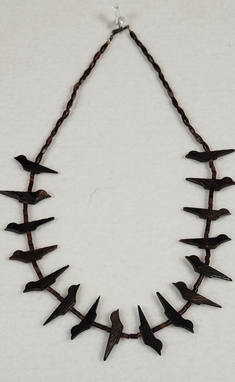Vintage 1970s Hand Carved Seri Ironwood Bird Fetish Necklace